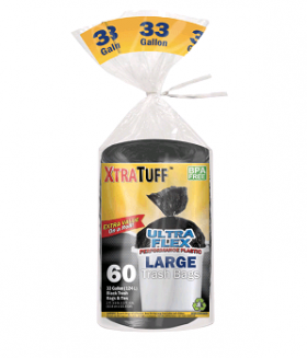 XTRA TUFF ULTRA FLEX LARGE TRASH BAGS 33GAL 60CT 12/CS-30104